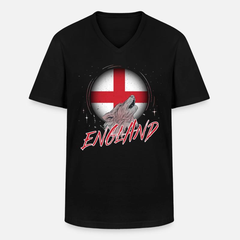 England - Männer-T-Shirt mit V-Ausschnitt - Schwarz