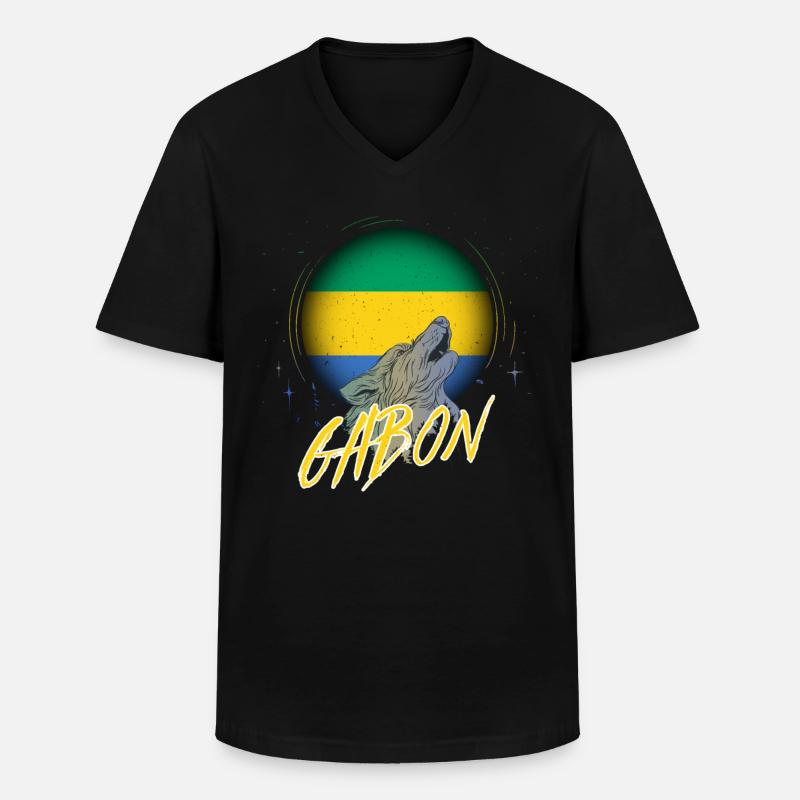 Gabun - Männer-T-Shirt mit V-Ausschnitt - Schwarz