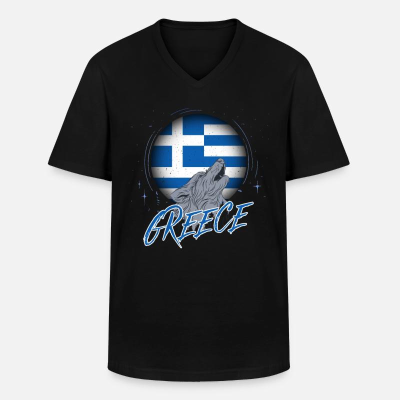 Griechenland - Männer-T-Shirt mit V-Ausschnitt - Schwarz