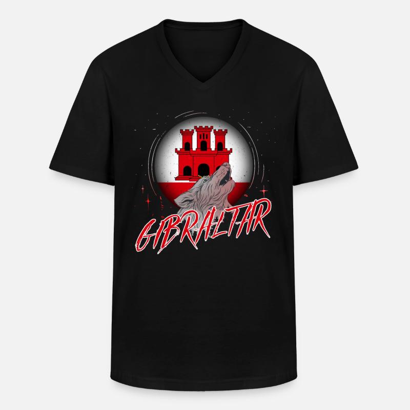 Gibraltar - Männer-T-Shirt mit V-Ausschnitt - Schwarz