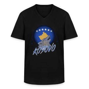 Kosovo - Men's V-Neck T-Shirt - black - Front - AI Model Male 178 dark (178cm)