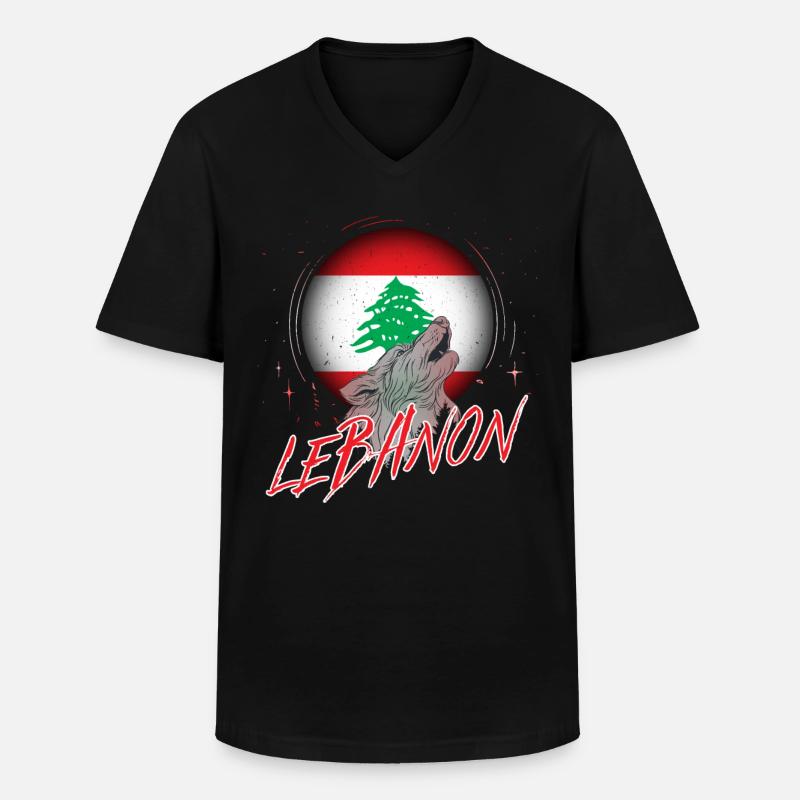 Libanon - Männer-T-Shirt mit V-Ausschnitt - Schwarz