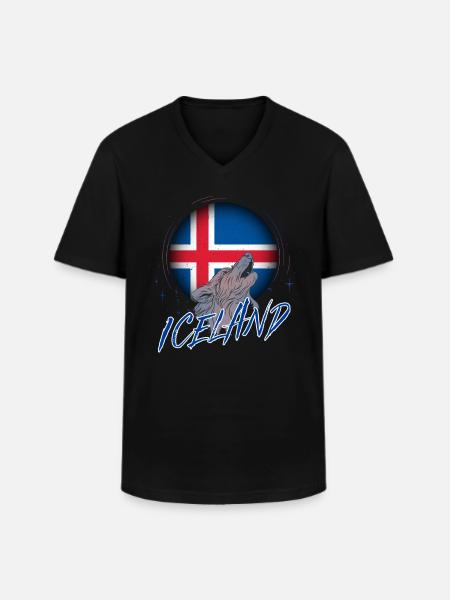 Iceland - Men's V-Neck T-Shirt - black