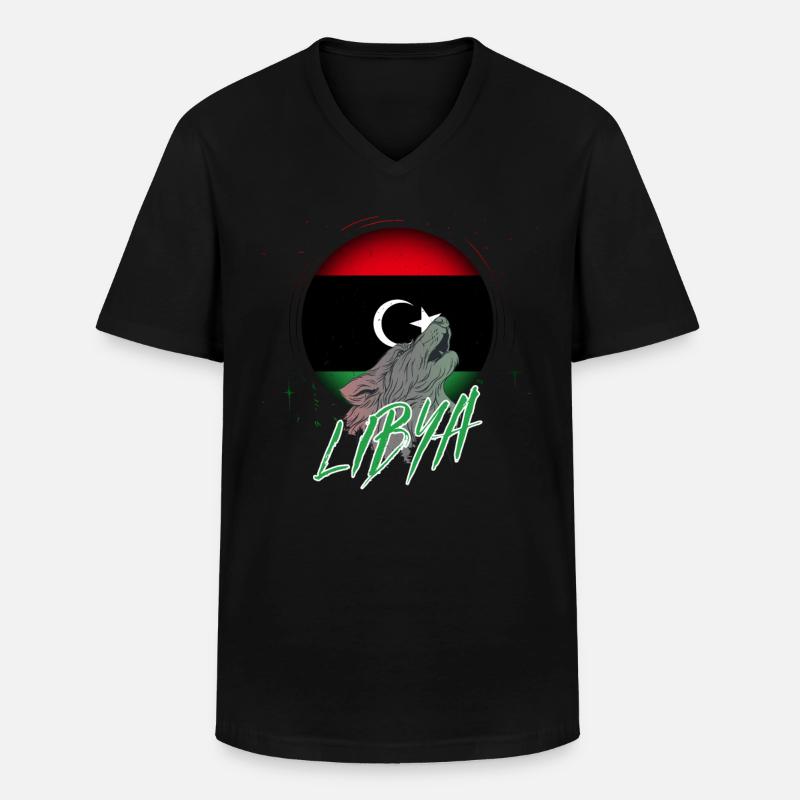 Libyen - Männer-T-Shirt mit V-Ausschnitt - Schwarz