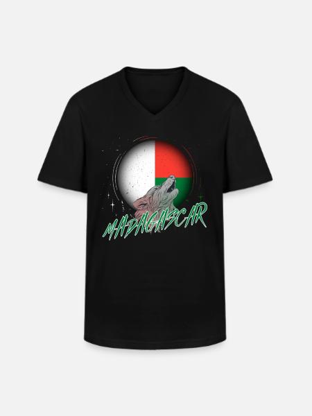 Macédoine - T-shirt col V Homme - noir