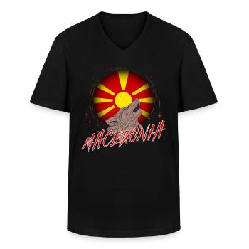 Macédoine - T-shirt col V Homme - noir - Devant - AI Model Male 178 dark (178cm)