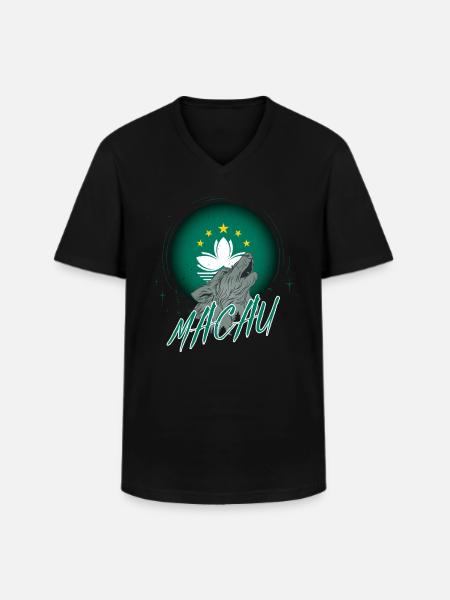 Macau - Men's V-Neck T-Shirt - black