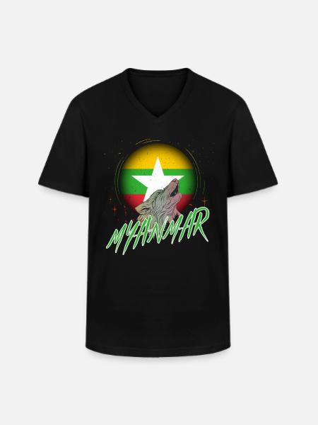 Myanmar - Men's V-Neck T-Shirt - black