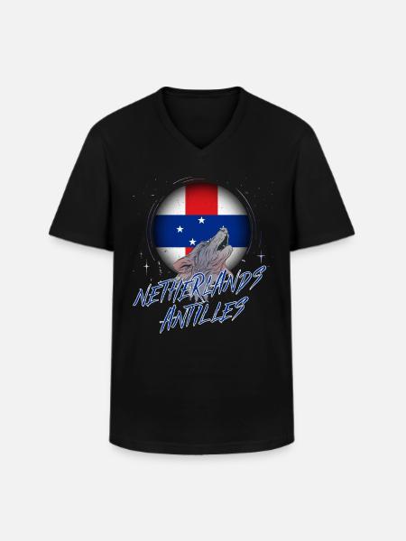 Netherlands Antilles - Men's V-Neck T-Shirt - black
