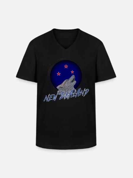 Neuseeland - Männer-T-Shirt mit V-Ausschnitt - Schwarz