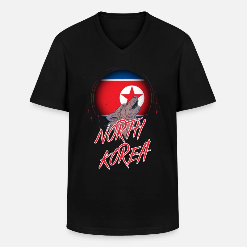 Nordkorea - Männer-T-Shirt mit V-Ausschnitt - Schwarz