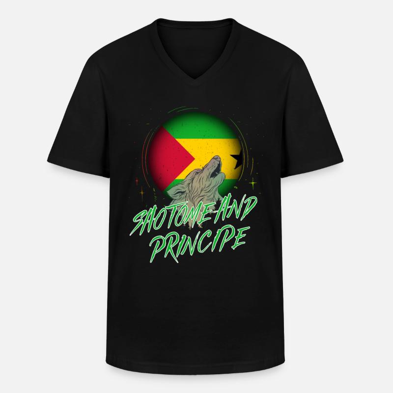 São Tomé und Príncipe - Männer-T-Shirt mit V-Ausschnitt - Schwarz