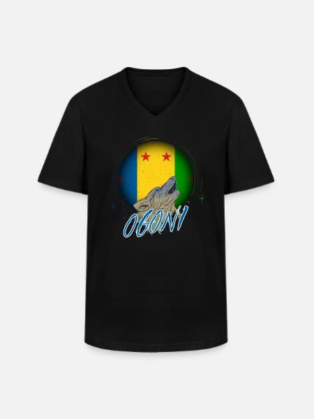 Ogoni - T-shirt col V Homme - noir