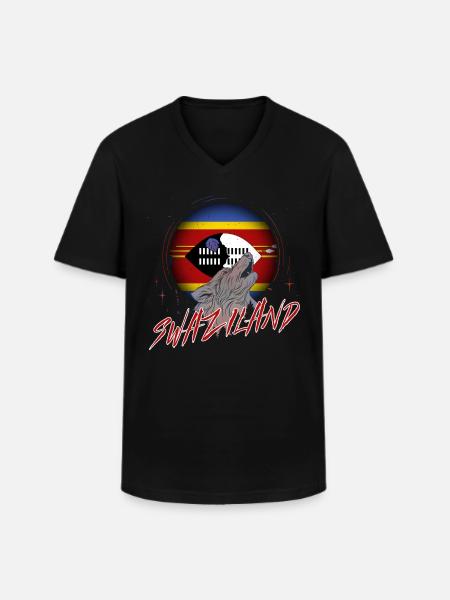 Swaziland - T-shirt col V Homme - noir