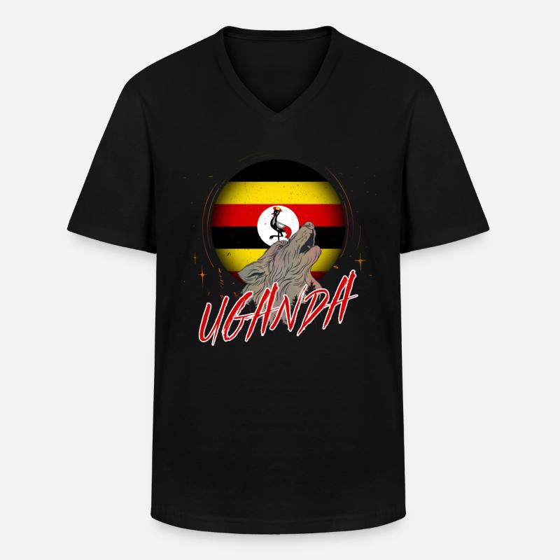 Uganda - Männer-T-Shirt mit V-Ausschnitt - Schwarz
