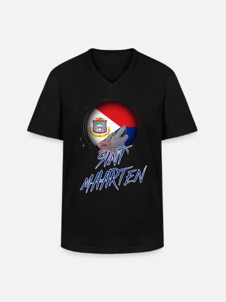 Sint Maarten - Men's V-Neck T-Shirt - black