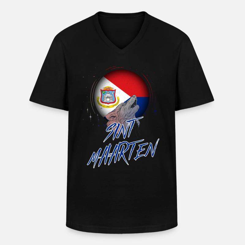Sint Maarten - Männer-T-Shirt mit V-Ausschnitt - Schwarz