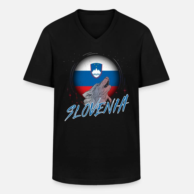 Slowenien - Männer-T-Shirt mit V-Ausschnitt - Schwarz