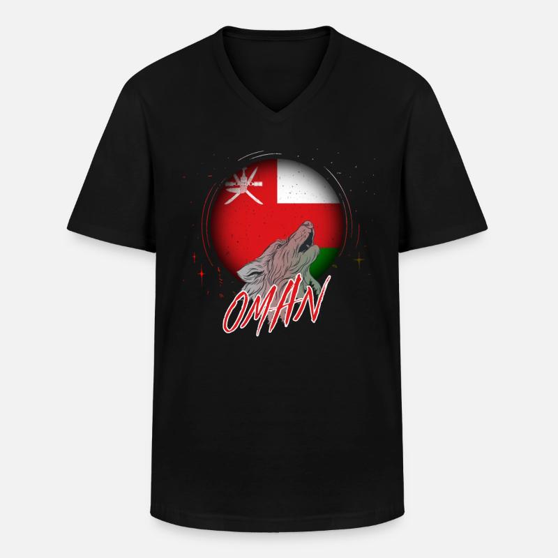 Oman - Männer-T-Shirt mit V-Ausschnitt - Schwarz