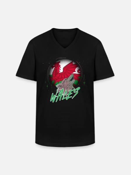 Wales - Men's V-Neck T-Shirt - black