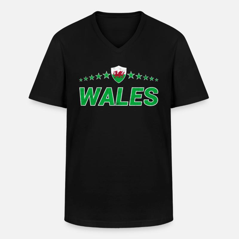 Wales - Männer-T-Shirt mit V-Ausschnitt - Schwarz