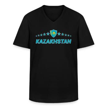Kazakhstan - T-shirt col V Homme - noir - Devant - AI Model Male 178 dark (178cm)