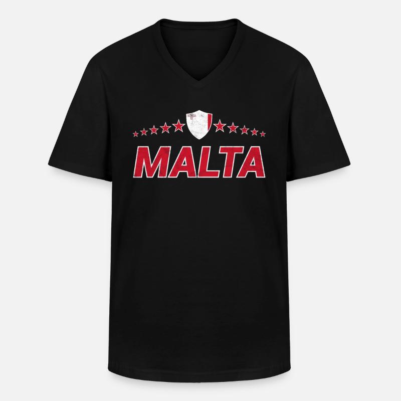 Malta - Männer-T-Shirt mit V-Ausschnitt - Schwarz