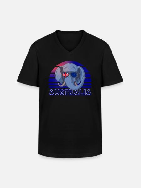 Australia - Men's V-Neck T-Shirt - black