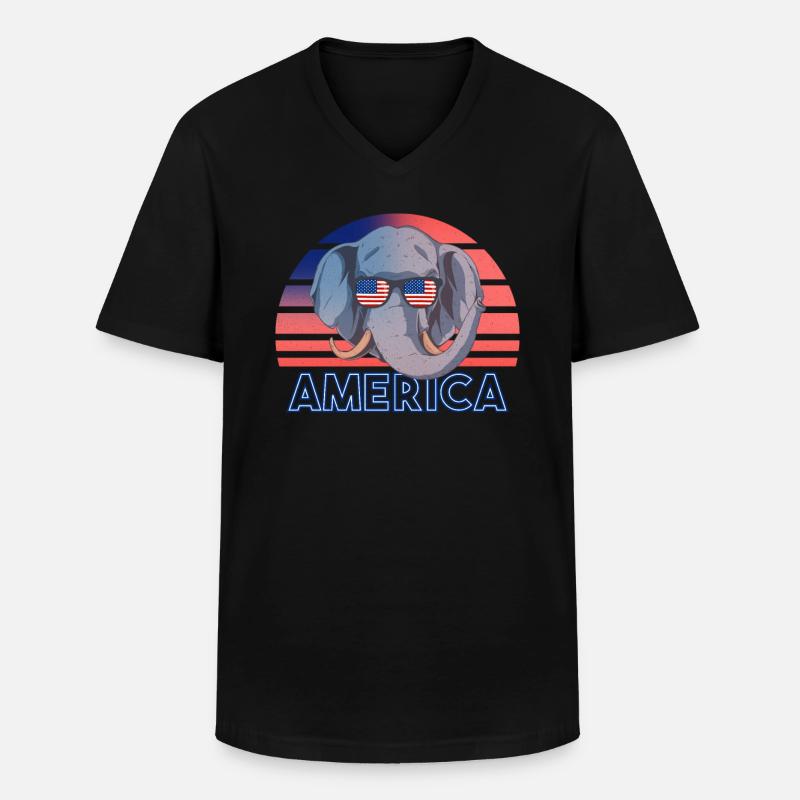USA - Männer-T-Shirt mit V-Ausschnitt - Schwarz