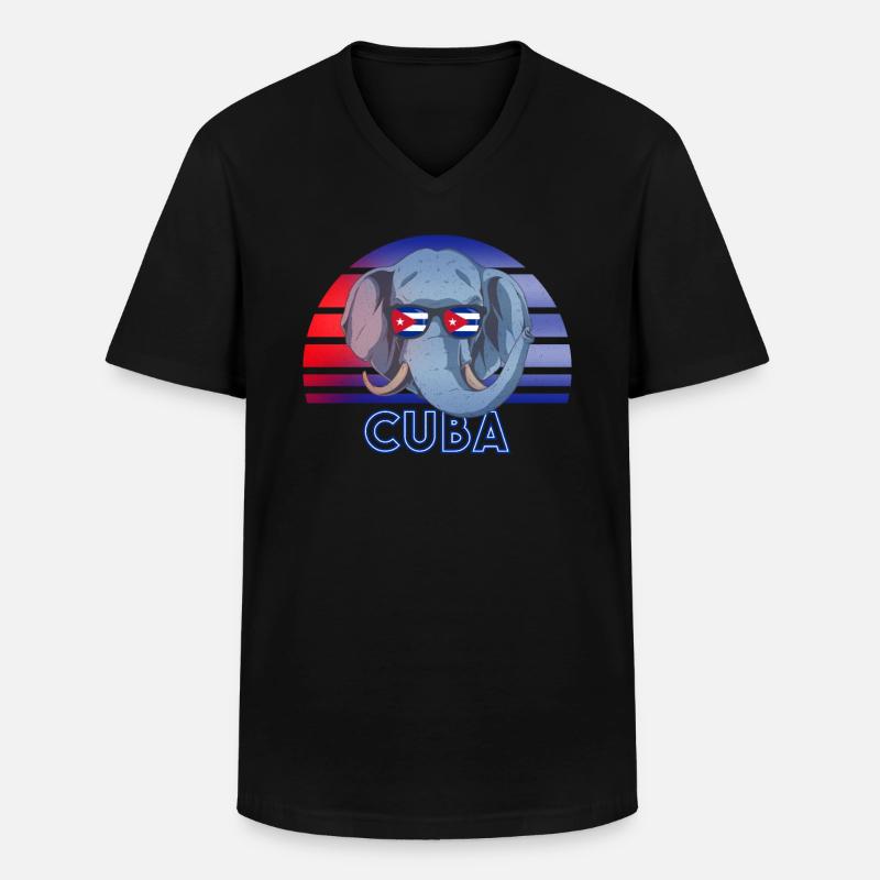 Kuba - Männer-T-Shirt mit V-Ausschnitt - Schwarz