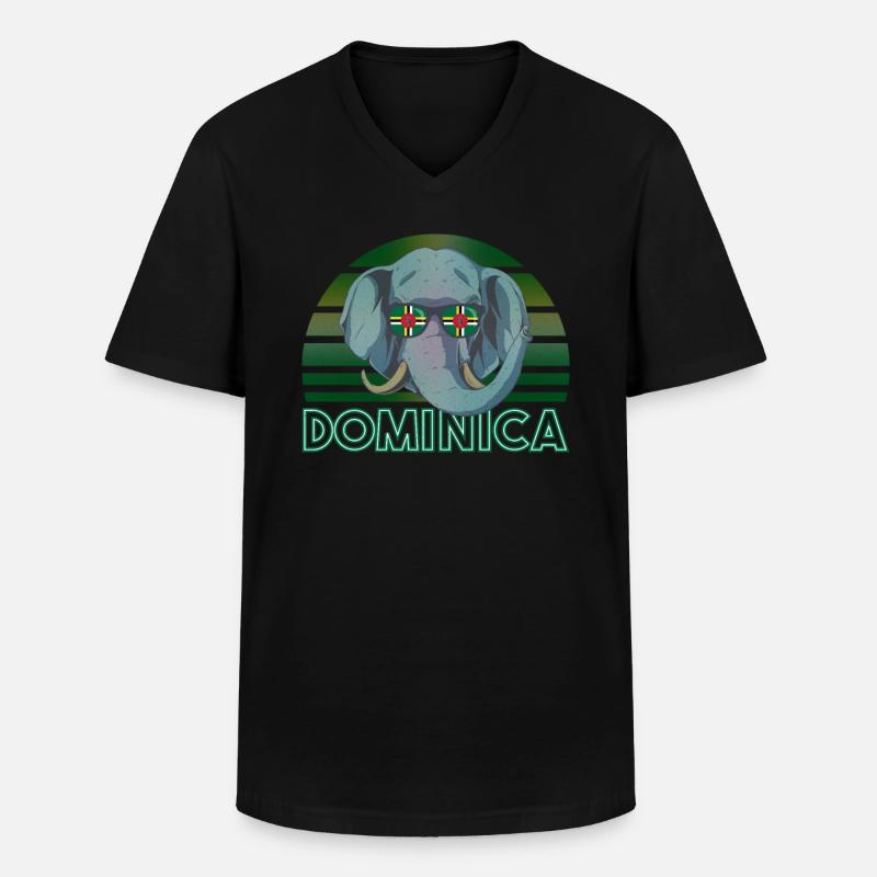 Dominica - Männer-T-Shirt mit V-Ausschnitt - Schwarz
