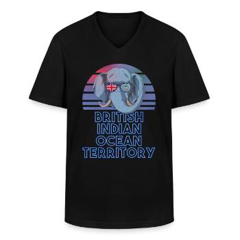 British Indian Ocean Territory - Men's V-Neck T-Shirt - black - Front - AI Model Male 178 dark (178cm)