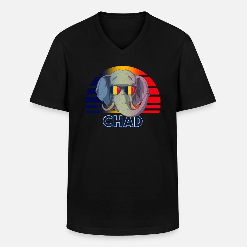 Tschad - Männer-T-Shirt mit V-Ausschnitt - Schwarz