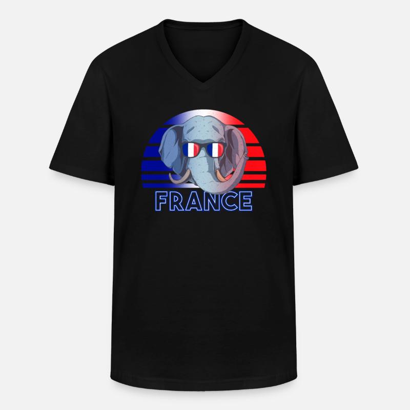 Frankreich - Männer-T-Shirt mit V-Ausschnitt - Schwarz