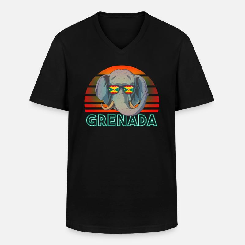 Grenada - Männer-T-Shirt mit V-Ausschnitt - Schwarz