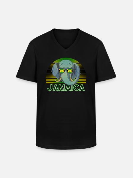 Jamaika - Männer-T-Shirt mit V-Ausschnitt - Schwarz