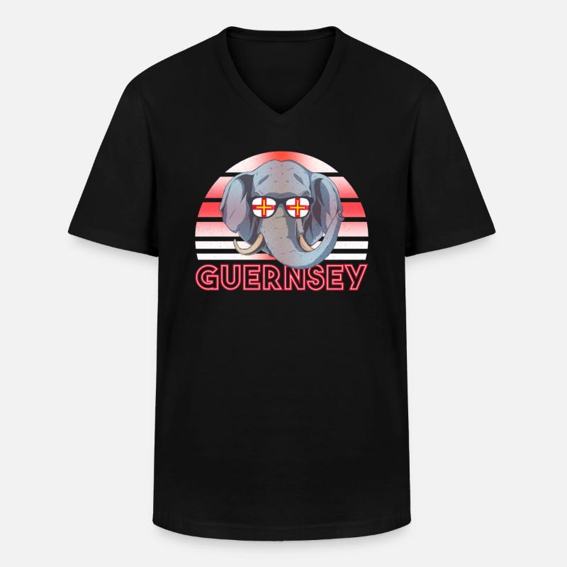Guernsey - Männer-T-Shirt mit V-Ausschnitt - Schwarz