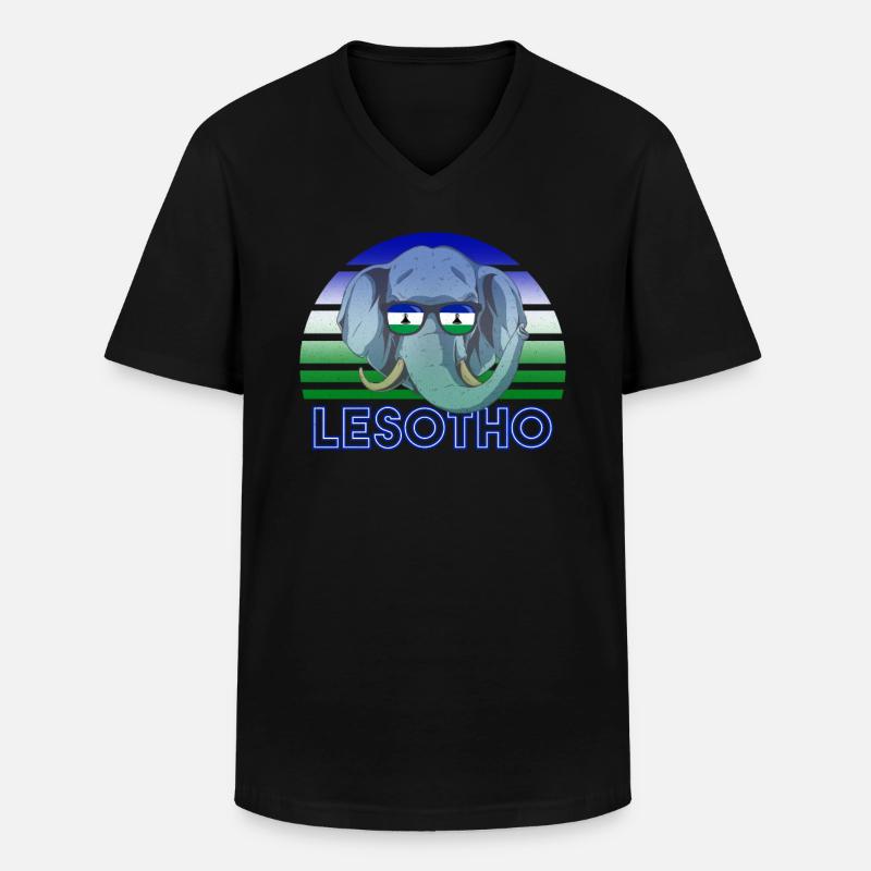 Lesotho - Männer-T-Shirt mit V-Ausschnitt - Schwarz