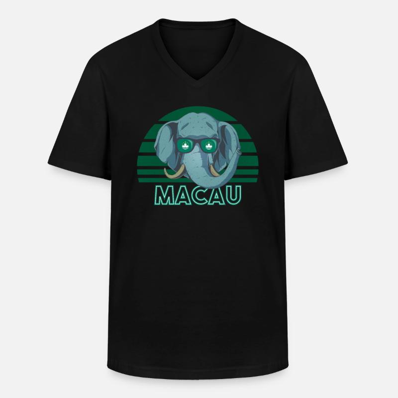 Macau - Männer-T-Shirt mit V-Ausschnitt - Schwarz