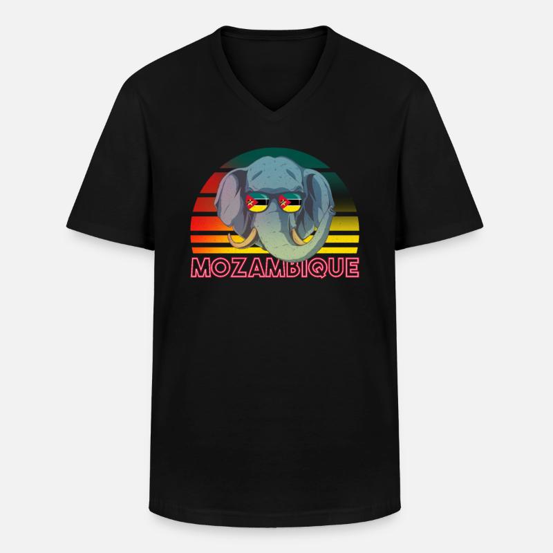 Mosambik - Männer-T-Shirt mit V-Ausschnitt - Schwarz