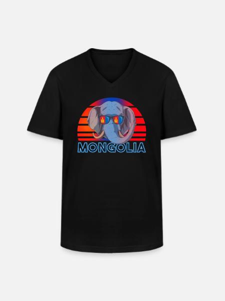 Mongolia - Men's V-Neck T-Shirt - black
