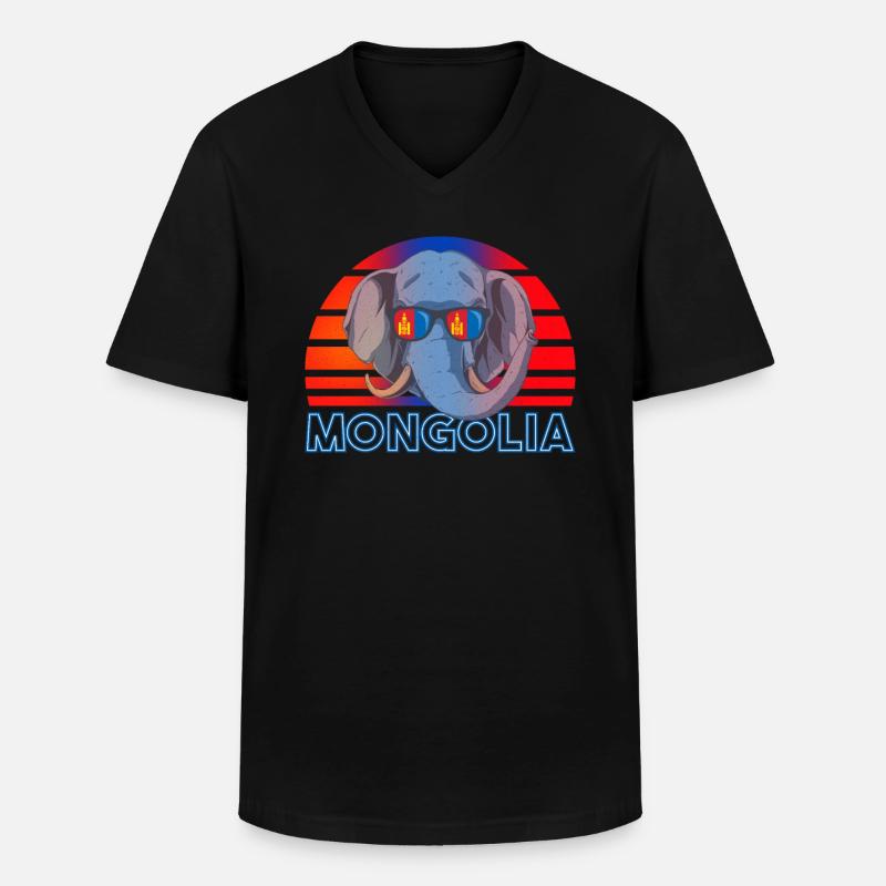 Mongolei - Männer-T-Shirt mit V-Ausschnitt - Schwarz