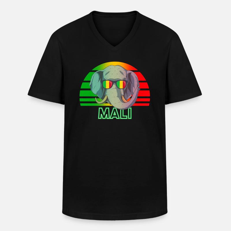Mali - Männer-T-Shirt mit V-Ausschnitt - Schwarz