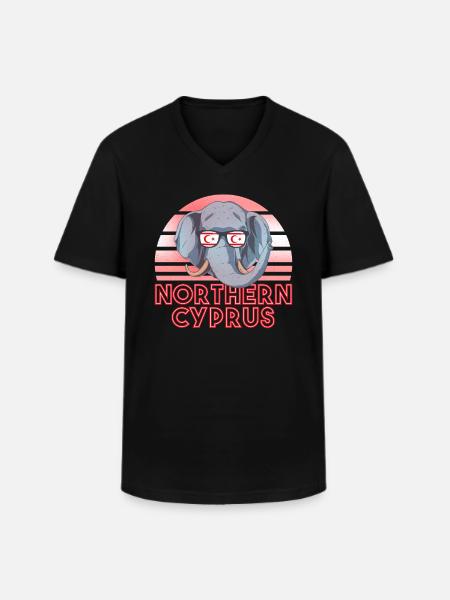 Nordzypern - Männer-T-Shirt mit V-Ausschnitt - Schwarz