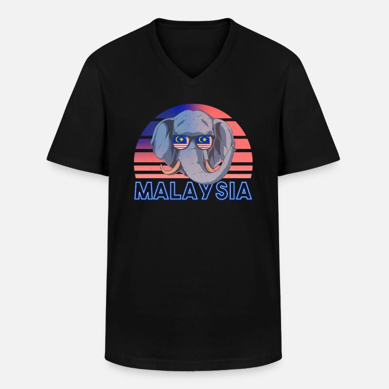 Malaysia - Männer-T-Shirt mit V-Ausschnitt - Schwarz