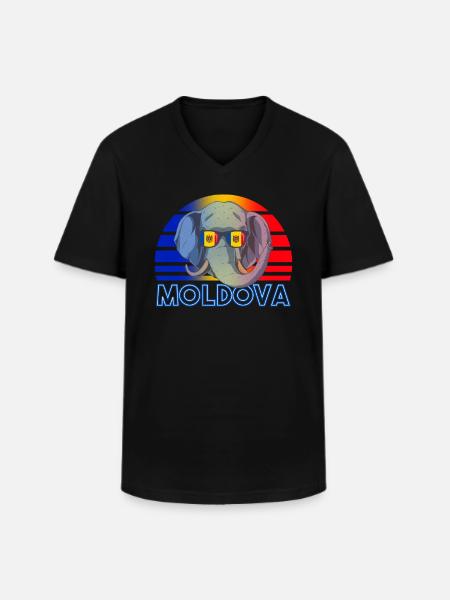 Moldavie - T-shirt col V Homme - noir
