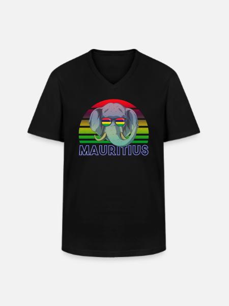 Mauritius - Men's V-Neck T-Shirt - black