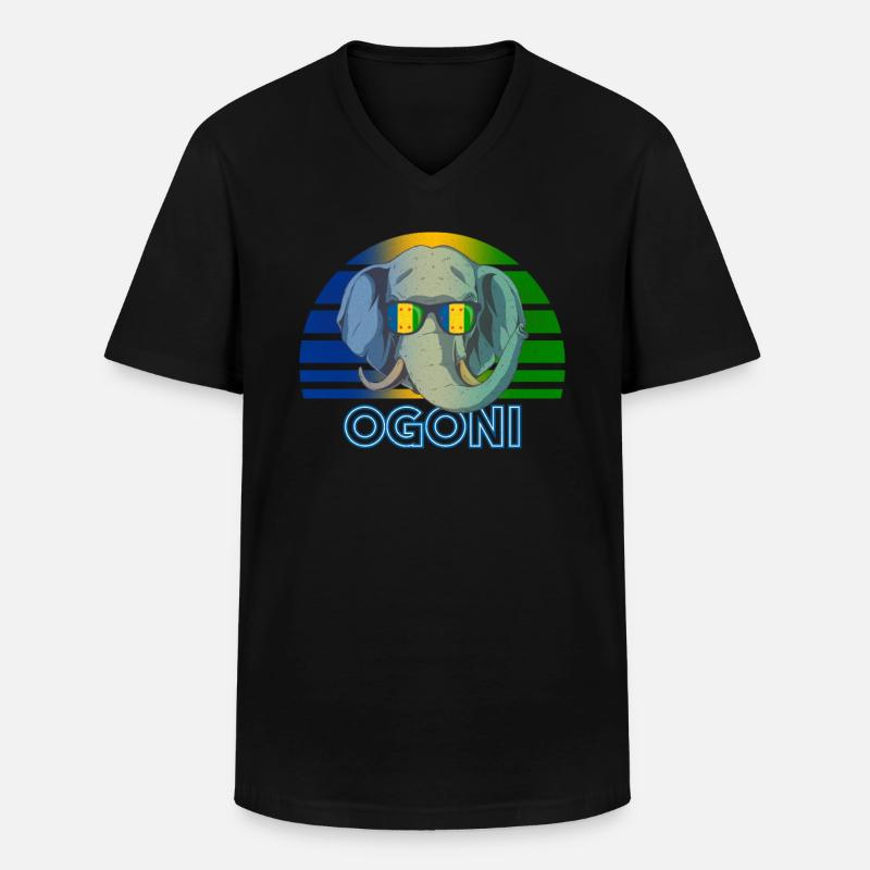 Ogoni - Männer-T-Shirt mit V-Ausschnitt - Schwarz