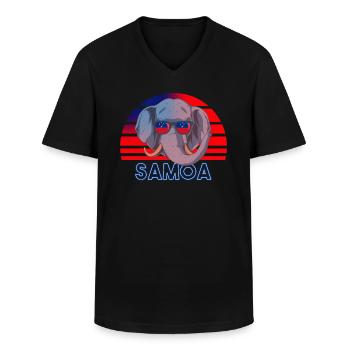 Samoa - Men's V-Neck T-Shirt - black - Front - AI Model Male 178 dark (178cm)