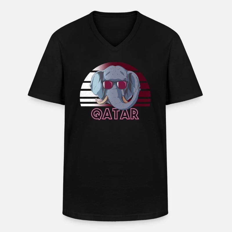 Katar - Männer-T-Shirt mit V-Ausschnitt - Schwarz